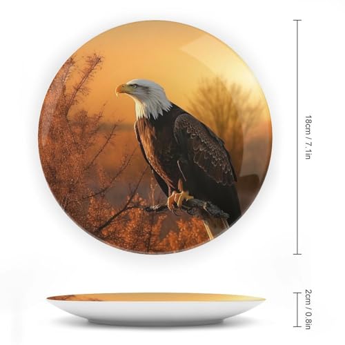 Plato decorativo Golden Sunset Bald Eagle Bone China 7 inch miniatura 2