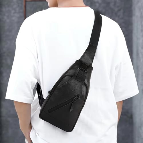 Image of Half Moon Phantom Crossbody Sling Bag for Men Slim Vegan Leather Chest Bag for Men Women for Upto 8-inch iPad Small Shoulder Side Bag Water-resistant Mobile Passport Bag Travel Office