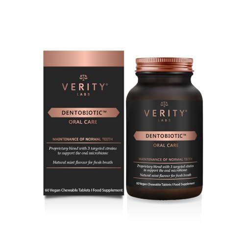 VERITY LABS DENTOBIOTIC Dental Probiotics | Oral Probiotics for adults and Children over 5 | Gum Health | Vitamin D3, Zinc | Vegan | 60 Chewable Tablets/Lozenges Mint | Oral Hygiene - Made in The UK