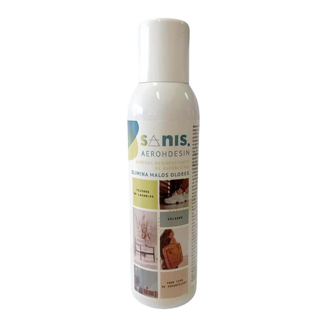 SANIS, Desinfectante para Superficies en Spray, Aerohdesin, Aerosol Desinfectante, Elimina los Malos Olores, Tejidos No Lavables, Calzado y Todo Tipo de Superficies, 200 ML