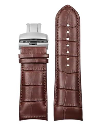 Tissot T035 �o�^�t���C �X�`�[���o�b�N�� �J�[�t�X�L�� �X�g���b�v �u���X���b�g 22mm 23mm 24mm ���U�[�E�H�b�`�o���h �J�[�u�G���h �����p(Brown-Silver,23mm)