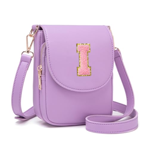 Image of Viverte Crossbody Purse for Teen Girls Small Initial Cell Phone Toddler Purse Leather Triple Compartment Crossbody Bags