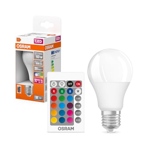 OSRAM STAR+ RGBW LED Lampe mit E27 Sockel, RGB-Farben per Fernbedienung...