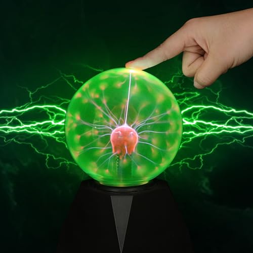 Goeco Luz de Bola de Plasma, Lámpara de Esfera Luz de Sensor Táctil 5 pulgadas, Luces Nocturnas Novedad Decoración Creativa y Regalo Novedoso, Luz verde Dia 12cm