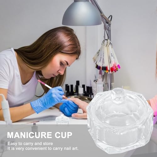 Recipiente de cristal para manicura con tapa octagonal miniatura 5
