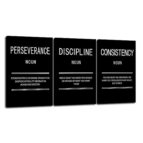 Motivational Canvas Office Print Wall Art Perseverance Discipline Consistency Inspirational