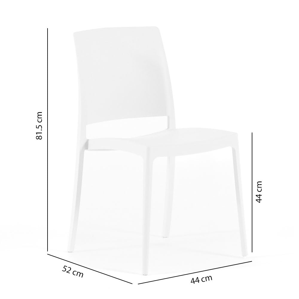 SIEDITI FUORI E DENTRO Sillas jardín de Resina con Fibra de Vidrio para Exterior, terraza o Interior, sillas apilables de diseño y Resistentes - Maria (6 Sillas, Blanco)