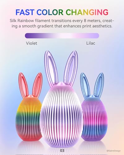 Image of JAYO Silk Rainbow PLA+ Filament 1.75mm 1.1kg, Multicolor Gradient Shiny PLA, Color Changes Every 8 Meters in Lilac-Violet, High Gloss Smooth Finish, Fits for Most FDM 3D Printers