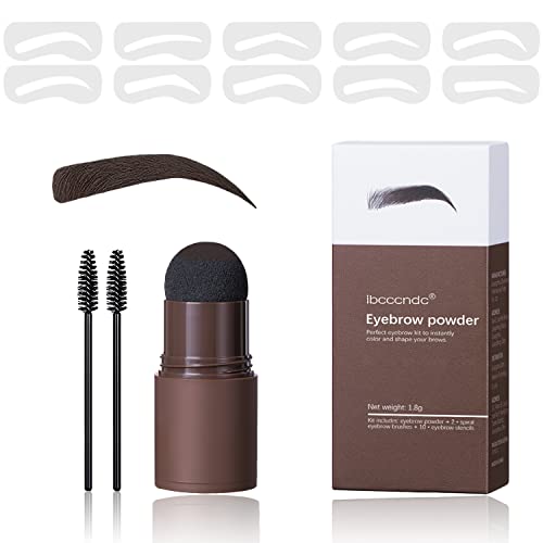 Eyebrow Stamp Stencil Kit, Eyebrow Stamp, 1 Step Eyebrow Stencil Shaping Kit 10PCS, Professional Makeup Eyebrow Stamp Stencils, Long Lasting and Waterproof Make Up - Eyebrow Stamp with Reusable Brow Template (Natural Brown)