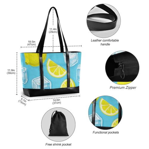 Summer Blue Ice Lemon Large Capacity work handbags for women with zipper tote bags for gym with bolso para laptop4