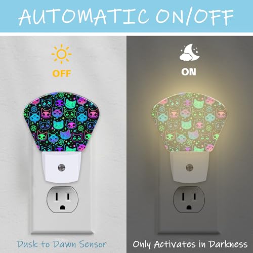 Image of Night Light Witchcraft Cats Plug-in LED Dusk-to-Dawn Sensor Soft Night Lamp,Suitable for Home Bedroom Bathroom Hallway Stairs