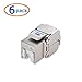 Cable Matters UL Listed 10Gbps 6-Pack RJ45 Shielded Cat6A / Cat6 Keystone Jack with Integrated Shutter
