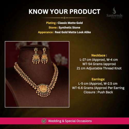 Image of Sasitrends Classic Matte Gold Plated Necklace Set For Women