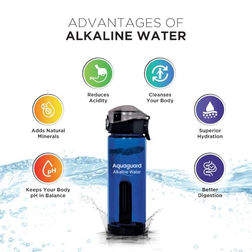 Image of Aquaguard Alkaline Water Bottle | Enhances pH & Boosts Hydration | 640 ml Capacity | Portable & Reusable | Adds Essential Minerals | Suitable for Daily Use | 1-Year Cartridge Life | BPA-Free