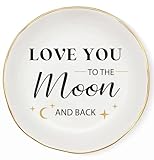 COLLECTIVE HOME - Ceramic Jewelry Tray, Gift for Friends Bestie, Decorative Jewelry Dish for Rings Earrings Necklaces Bracelet Watch Keys (LOVE YOU TO THE Moon AND BACK)