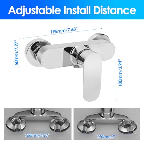 MEKOTRIN Shower Mixer Valve Wall Mounted, Single Lever Shower Faucet Mixer with Control for Cold and Hot Water, Modern Stainless Steel Bath Tap, G1/2" Outlet - Image 2