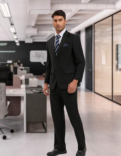 Mens Classic Black Slim Fit Formal Tuxedo Suit 2 Pieces Set for Business Wedding Prom3