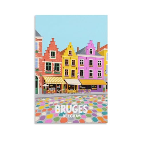 HWJJUII Poster de voyage vintage Bruges Angleterre 20 x 30 cm