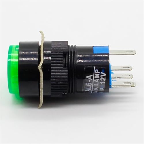 Bouton-poussoir LED 16mm rouge 12V à signal lumineux haute visibilité