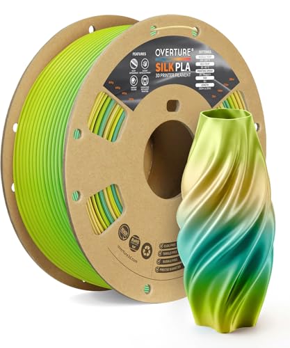 Image of OVERTURE Silk PLA Rainbow Filament 1.75mm, Bi-Color Shiny PLA Finish, Smooth & Glossy, 1kg Spool (2.2lbs), Ideal for Cosplay Jewelry & Home Decor (Silk Parakeet)