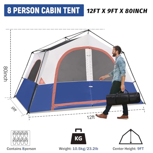 Instant Pop Up Camping Tent 8-Person