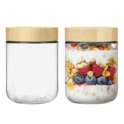 2 Stück 500ml Mehrzweck Einmachgläser mit Schraubdeckel, Meal Prep Gläser für Overnight Oats, Luftdichte Gläser für die Aufbewahrung, Marinieren und Vorbereitung von Mahlzeiten Mehrzweck Mason Jar