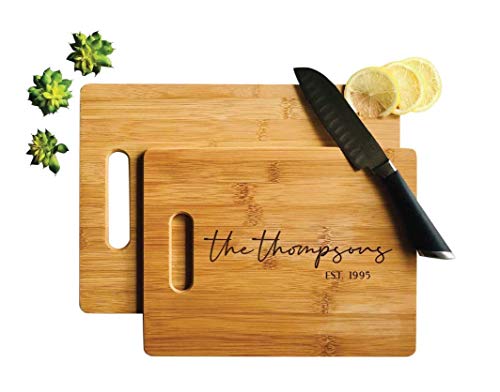 Personalized Bamboo Cutting Board, Wedding Gift, Family Name, Engraved Wood Board 2 Sizes