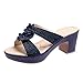 URIBAKY - Zapatillas de ocio al aire libre para mujer, transpirables, informales, de tacón grueso, elegante, con correas, cómodas, planas, zapatos de playa, (azul marino), 37 EU
