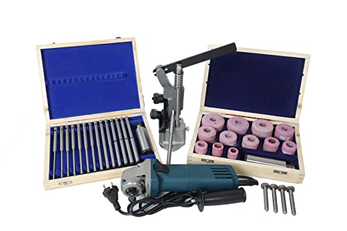 Valve Seat Re Storation Grinder Complete Kit Sioux Style Includes Hsg Grinder 220 V 50 Hz, 2X Stone Holder Sioux, Grinding Wheels Set 36 Pcs, Stone Dresser, 4X Diamond Dresser, 12 Pcs Pilots #TOP3