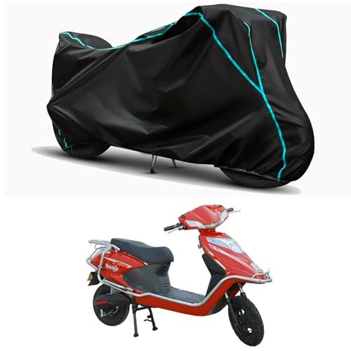 Image of Waterproof Bike Body Cover Compatible for | Tunwal Sport 63 Mid 60V LI | Taffeta Fabric, Sky Piping Design, Bottom Elastic Fit | Dustproof, Sun UV & Rain Protection for All Weather.