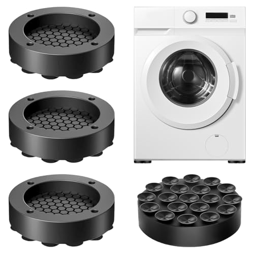 4 Pièces Pied Anti Vibration Machine a Laver, Tapis Anti Vibration Machine à Laver Amortisseur pour Réduire Le Bruit et Les Vibrations, pour Stabiliser les Machines à Laver et les Sèche Linge (Noir)