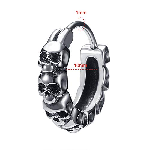 Gothic Skull Hoop Earring Small Stainless Steel Punk Rock Huggie Earrings For Men Vintage Jewelry #TOP1