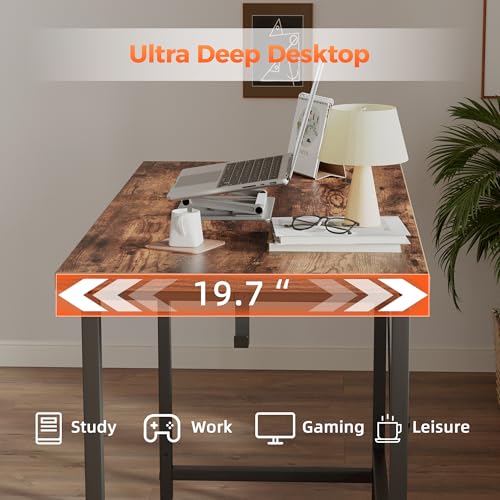 Image of Mericonia 32x20 Inch Computer Desk, 0.6 inch Thick Small Office Table | Modern Simple Style, Small Study & Writing Table for Home Bedroom Work, Brown