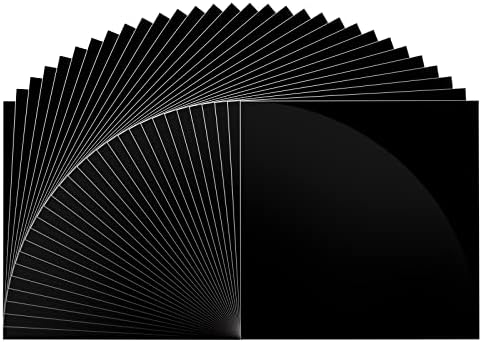 Huaxing Glossy Black Permanent Vinyl for Cricut, Adhesive Vinyl Sheets (30 Pack; 12” x 12”) Permanent Vinyl Bundle for Silhouette, Cameo Cutters, Signs, Scrapbooking, Craft Die Cutters