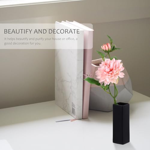 Vase carré en céramique noir pour décorer un bureau ou une table de salon - 7