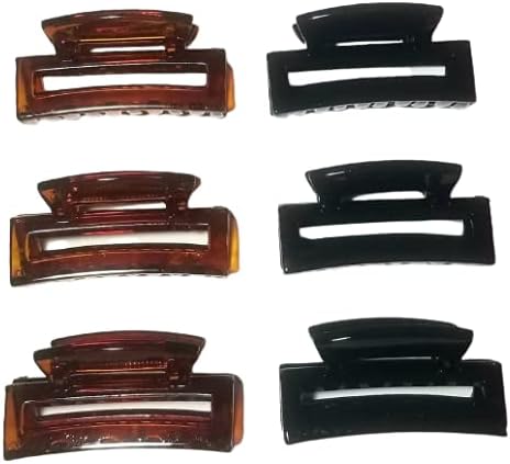 SRS S R SELECTION Unbreakable Plastic Hair Clip clutcher/Claw Clip For Women & Girls (Black, Shell) pack of 6 piece