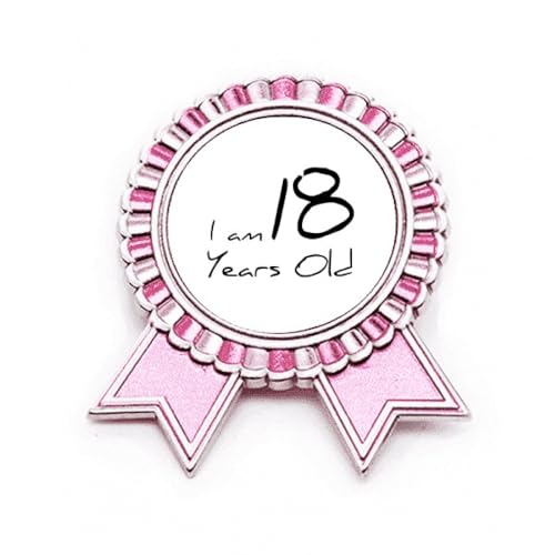 Broche rose I am 18 en métal accessoire fête de majorité