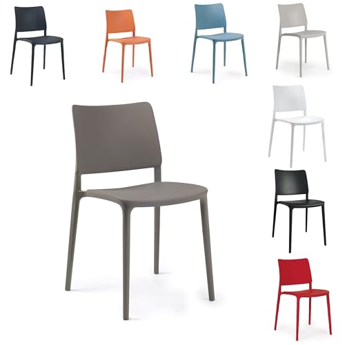 PAPATYA 1er-Set Kunststoffstuhl Joy-S Designstuhl mit Einer Belastbarkeit von 200 kg stapelbar, Terassenstuhl aus Kunststoff UV beständig, Leichter Stuhl Balkonstuhl (Grau-braun)