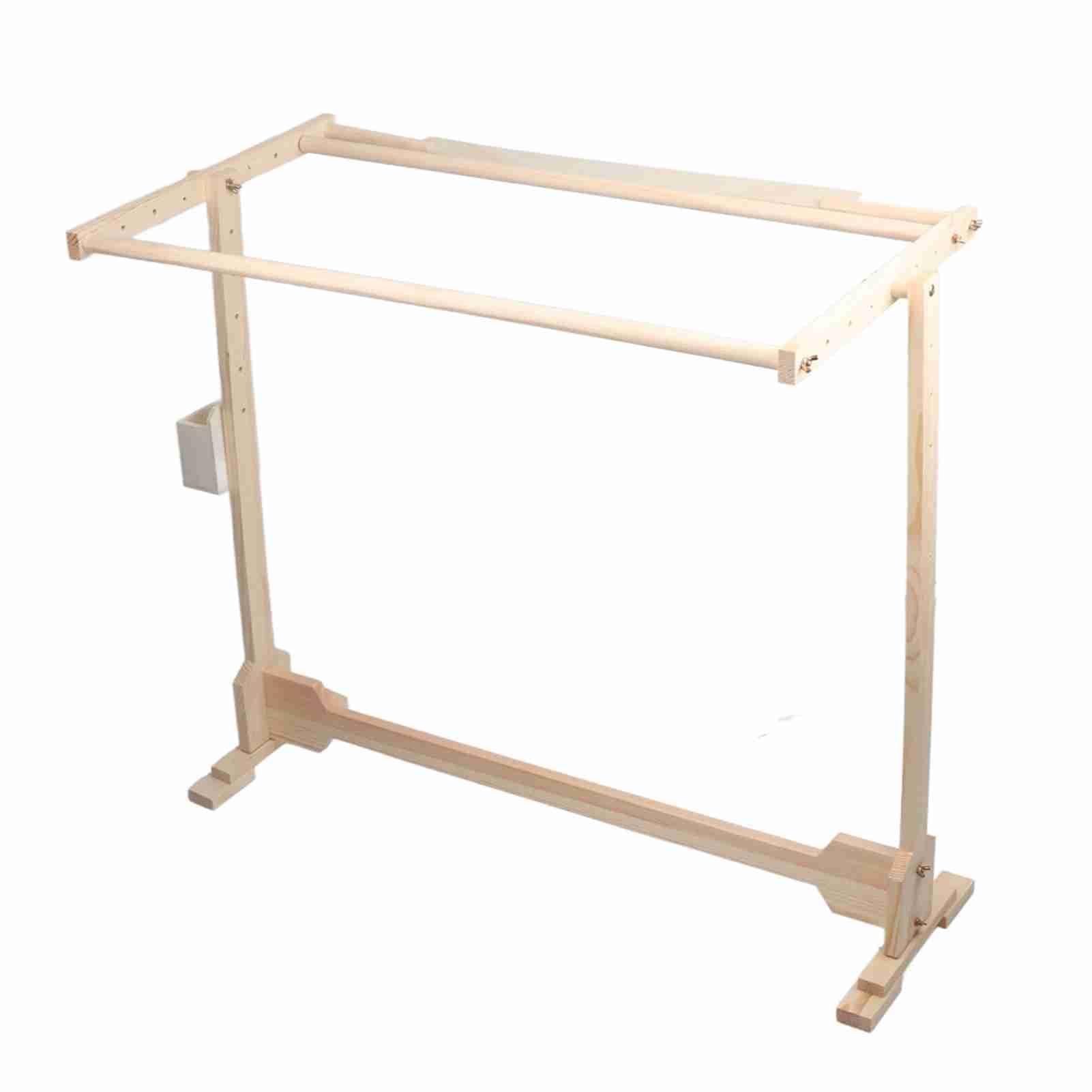 Yechiry Haft Krzyżykowy Stojak Podłogowy Regulowane Drewniane Obręcze Gobelinowe 80 Cm do Większych Projektów, 5 Poziomów Wysokości, Obrotowy Blat 360° do Wygodnego Szycia, materiał Sosnowy