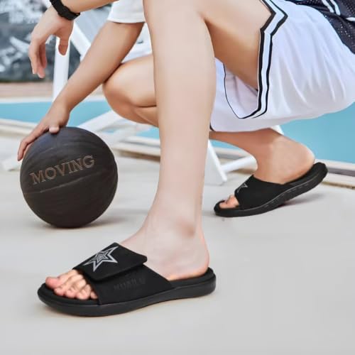 Image of KuaiLu Mens Slide Sandals Orthotic Arch Support Athletic Sport Sandals For Men Adjustable Comfort Slippers With Soft Cushioning For Outdoor
