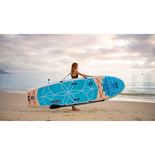 Thurso Surf Tranquility Yoga Inflatable Stand Up Paddle Board Sup 10'8 X 34'' X 6'' Two Layer Deluxe Package Includes Carbon Shaft Paddle/2+1 Quick Lock Fins/Leash/Pump/Roller Backpack #TOP2