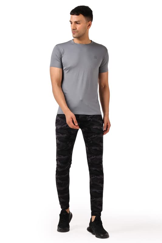 ndless sports Combo of Men’s Half Sleeves Dry-Fit T-Shirt & Jogger Tracksuit Stretchable Breathable Quick Drying Steel Grey-picture-53