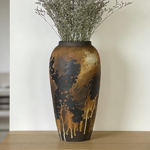 GDSZJLJ Rustic Ceramic Large Vase,13 Inch Tall Farmhouse Terracotta Vase
