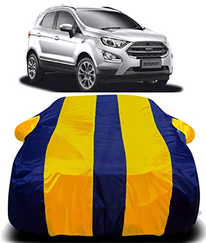 Image of Waterproof Car Cover with Ultra Surface Body Protection (Yellow Stripes) (Ford Ecosport)