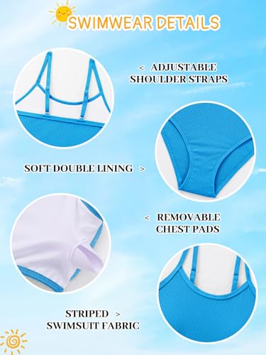 Image of Girl's 2 Piece Swimsuit Solid Spaghetti Strap Bikini Sets Beach Bathing Suit Swimwear for Teen Kids