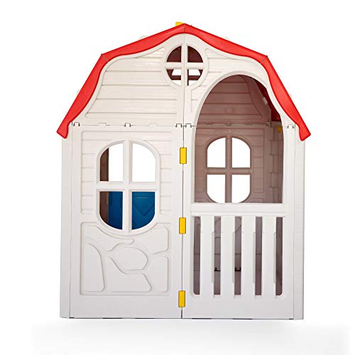 Ram Quality Products Kid's Classic Real Feel Cottage Compact Foldable Plastic Toddler Outdoor Playhouse For Children Ages 2 Years Old And Up, White #TOP2