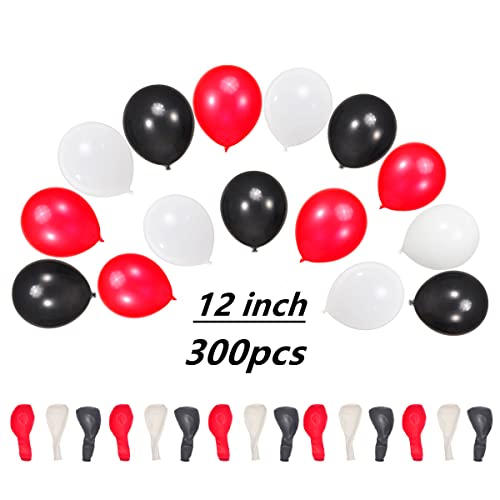 Image of 300 Pack Red Black White Balloons 100 of each of the 3 colors 12 inch Red White Black Latex Party Balloon Bulk for Various Party Events Decorations