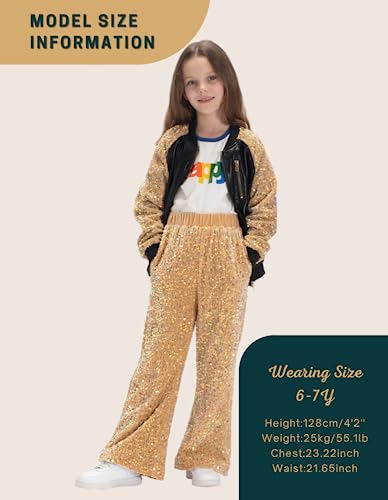Image of WELAKEN Sequin Casual Pants for Girls with Lining Kids & Little Girl's Sparkling Trousers