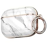 Maxjoy for AirPods Pro Case, Cute AirPod Pro Case Protective Hard AirPod Pro Cover for Women Men with Keychain for AirPods Pro Charging Cover 2019, White Marble