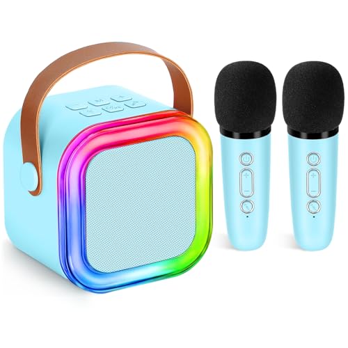 Karaoke Machine for Kids Adults,Mini Portable Karaoke Microphone Bluetooth Speaker Player with Sponge Covers Gifts Toys for Girls 4, 5, 6, 7, 8, 9,10 +Year Old Birthday Home Party (Blue)